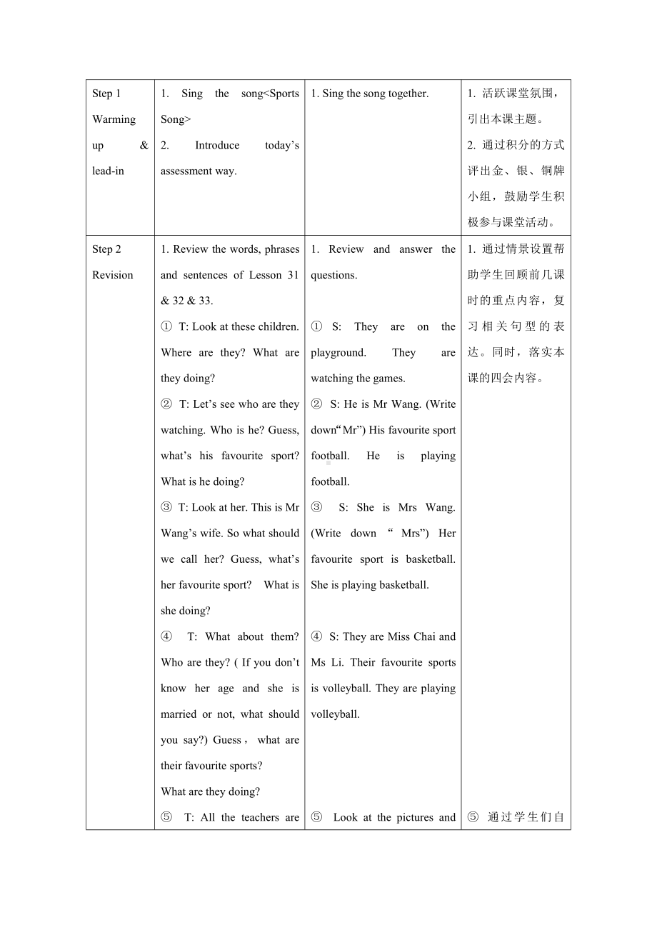 人教精通版五年级下册英语Unit 6 We are watching the games.-Lesson 34-教案、教学设计-部级优课-(配套课件编号：4018a).doc_第2页