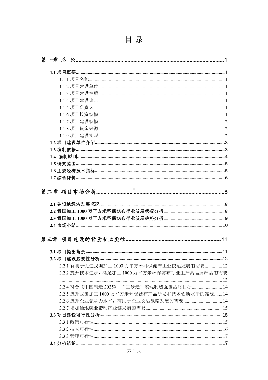 加工1000万平方米环保滤布生产建设项目可行性研究报告.doc_第2页