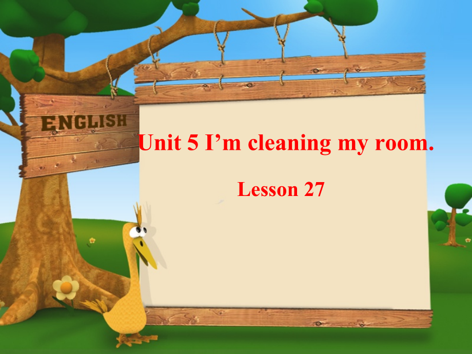 人教精通版五年级下册英语Unit 5 I'm cleaning my room.-Lesson 27-ppt课件-(含教案+视频+音频+素材)-部级优课-(编号：f04d1).zip