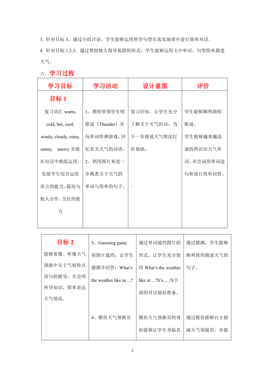 人教PEP版四年级下册Unit 3Weather-Part C-教案、教学设计-公开课-(配套课件编号：d0131).doc_第2页