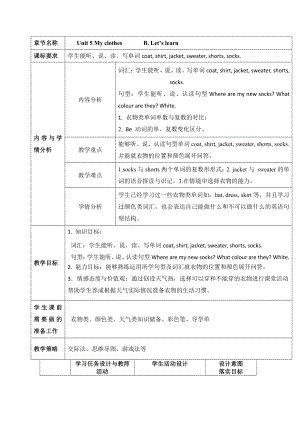 人教PEP版四年级下册Unit 5My clothes-Part B-教案、教学设计-省级优课-(配套课件编号：e297b).doc