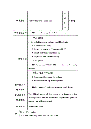 人教PEP版四年级下册Unit 4At the farm-Part C-教案、教学设计-市级优课-(配套课件编号：00899).doc