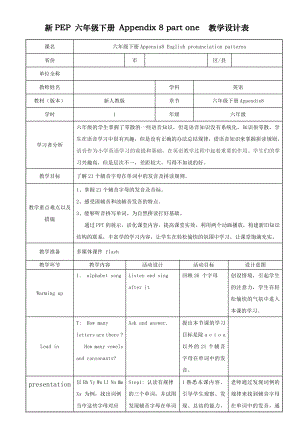 人教pep版六年级下册英语English pronunciation patterns-教案、教学设计-省级优课-(配套课件编号：d1253).doc