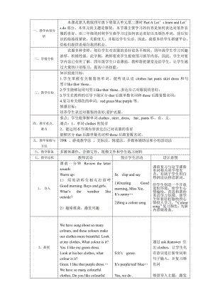 人教PEP版四年级下册Unit 5My clothes-Part A-教案、教学设计-市级优课-(配套课件编号：a00f4).doc