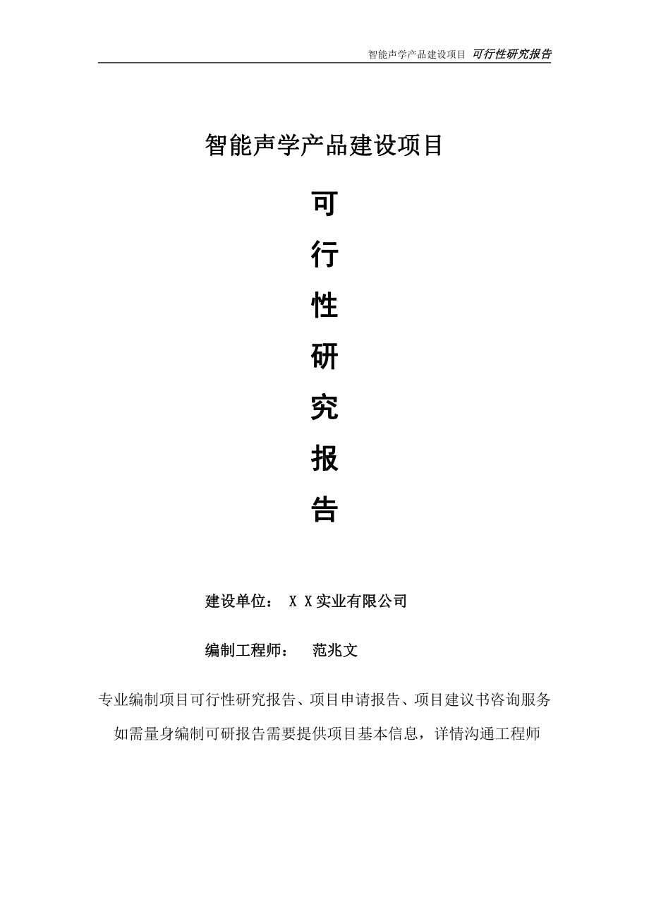 智能声学产品项目可行性研究报告-完整可修改版.doc_第1页