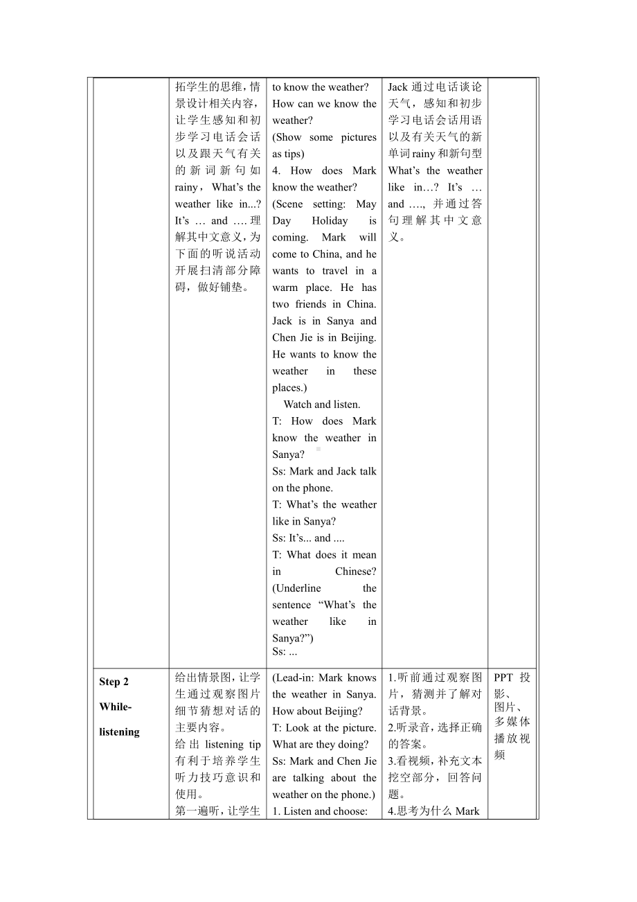 人教PEP版四年级下册Unit 3Weather-Part B-教案、教学设计-市级优课-(配套课件编号：f07a9).doc_第3页