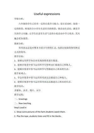 人教pep版六年级下册英语Useful expressions-教案、教学设计-市级优课-(配套课件编号：10bf7).docx