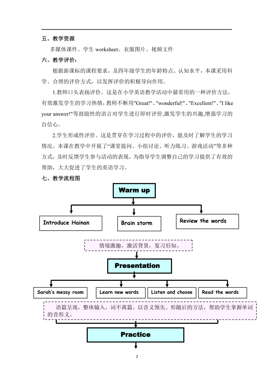 人教PEP版四年级下册Unit 5My clothes-Part B-教案、教学设计-省级优课-(配套课件编号：b4250).doc_第2页