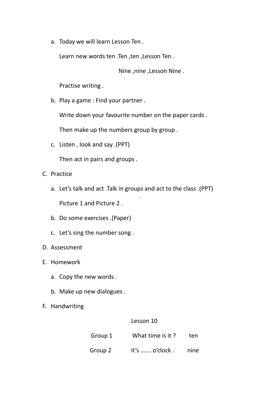 人教精通版三下Unit 2 I'm in Class One,Grade Three.-Lesson 10-教案、教学设计--(配套课件编号：307b2).docx_第2页