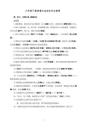 统编版《六年级道德与法治下册期末》知识点梳理.pdf