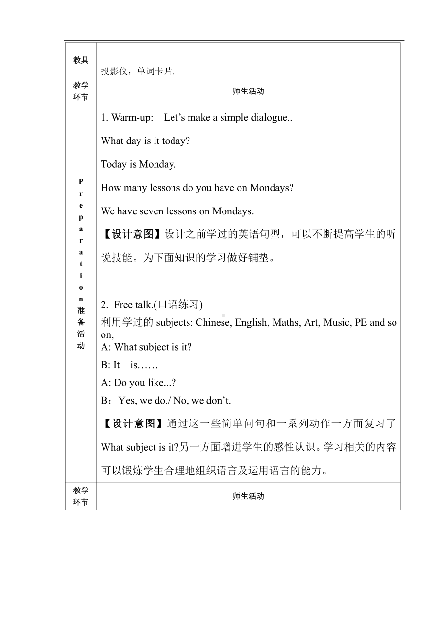 湘鲁版五下Unit 1 What subjects do you study -Section A-教案、教学设计--(配套课件编号：81826).doc_第2页