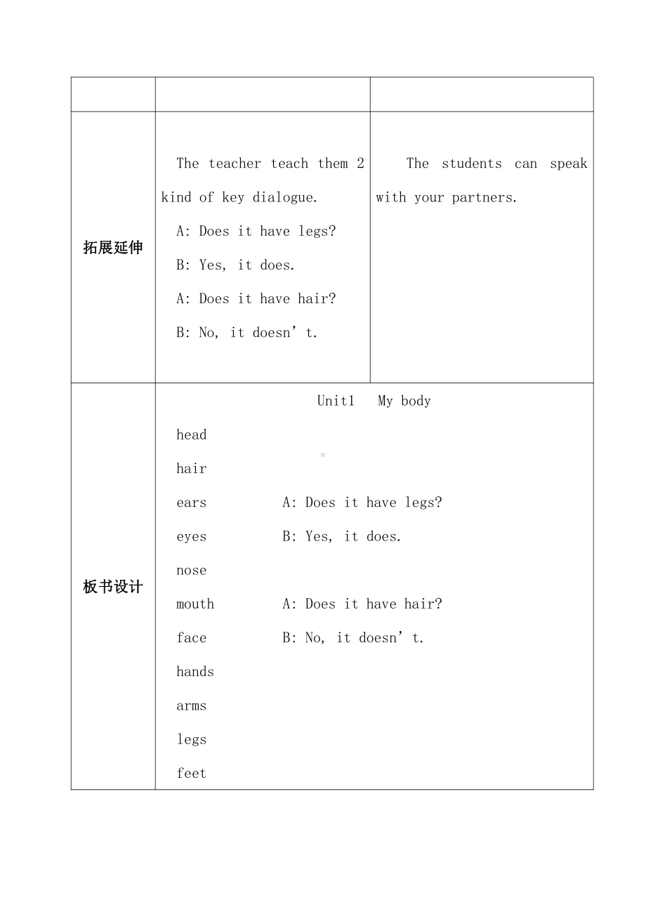 陕旅版三年级下册英语Unit 1 My body-Part A-教案、教学设计-公开课-(配套课件编号：d06c2).doc_第3页