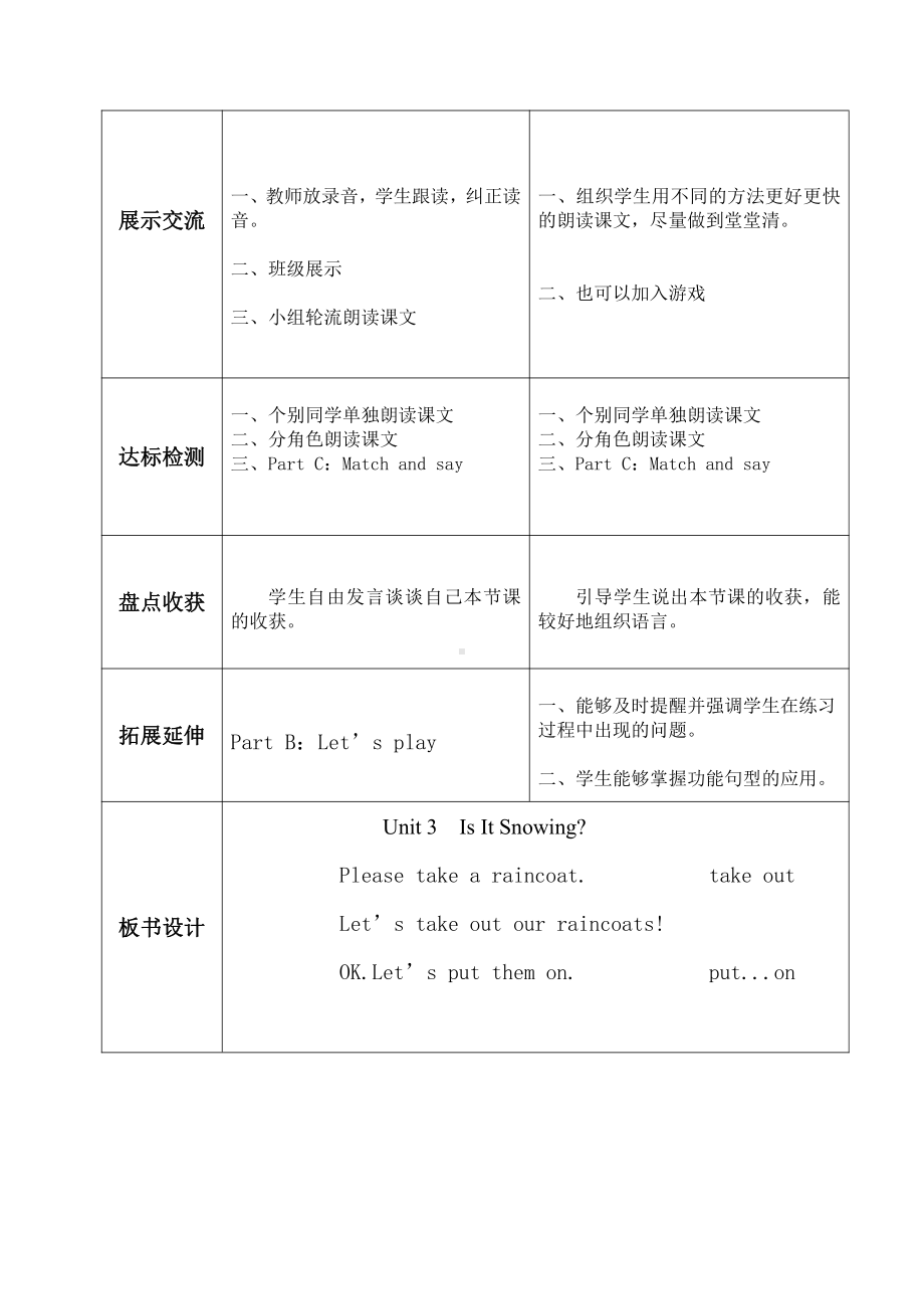 陕旅版四年级下册英语Unit 3 Is it snowing -Part C-教案、教学设计--(配套课件编号：2106e).doc_第2页