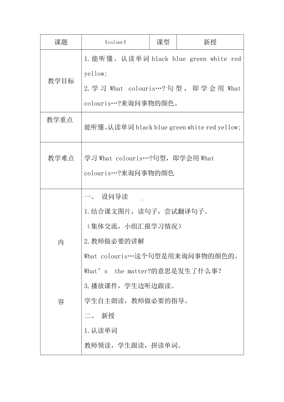 沪教版三下-Module 1 Using my five senses-1 Colours-教案、教学设计-公开课-(配套课件编号：62a38).docx_第1页