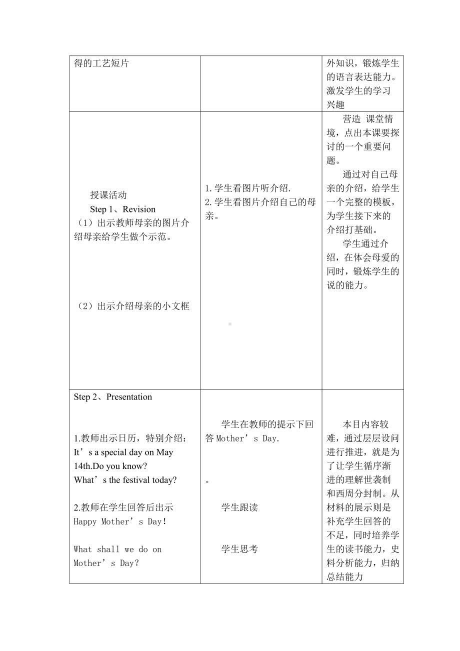 沪教版三下-Module 4 Things we enjoy-11 Mother’s Day-教案、教学设计-公开课-(配套课件编号：71174).doc_第2页