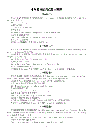 小学英语《知识点》最全整理（语法知识点时态句型常用词）.doc