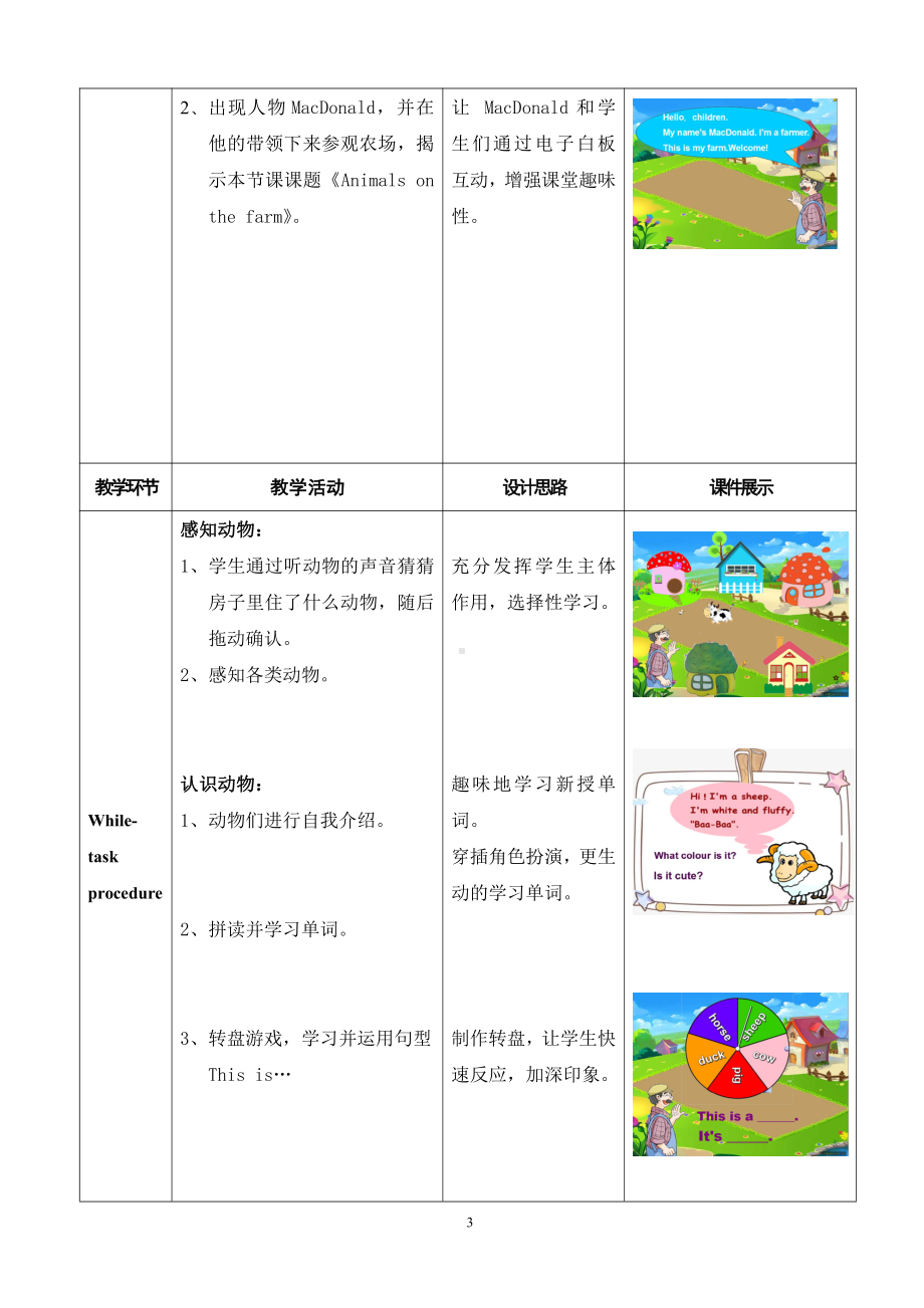 沪教版三下-Module 3 My colourful life-9 A day on the farm-教案、教学设计-部级优课-(配套课件编号：93f0a).doc_第3页