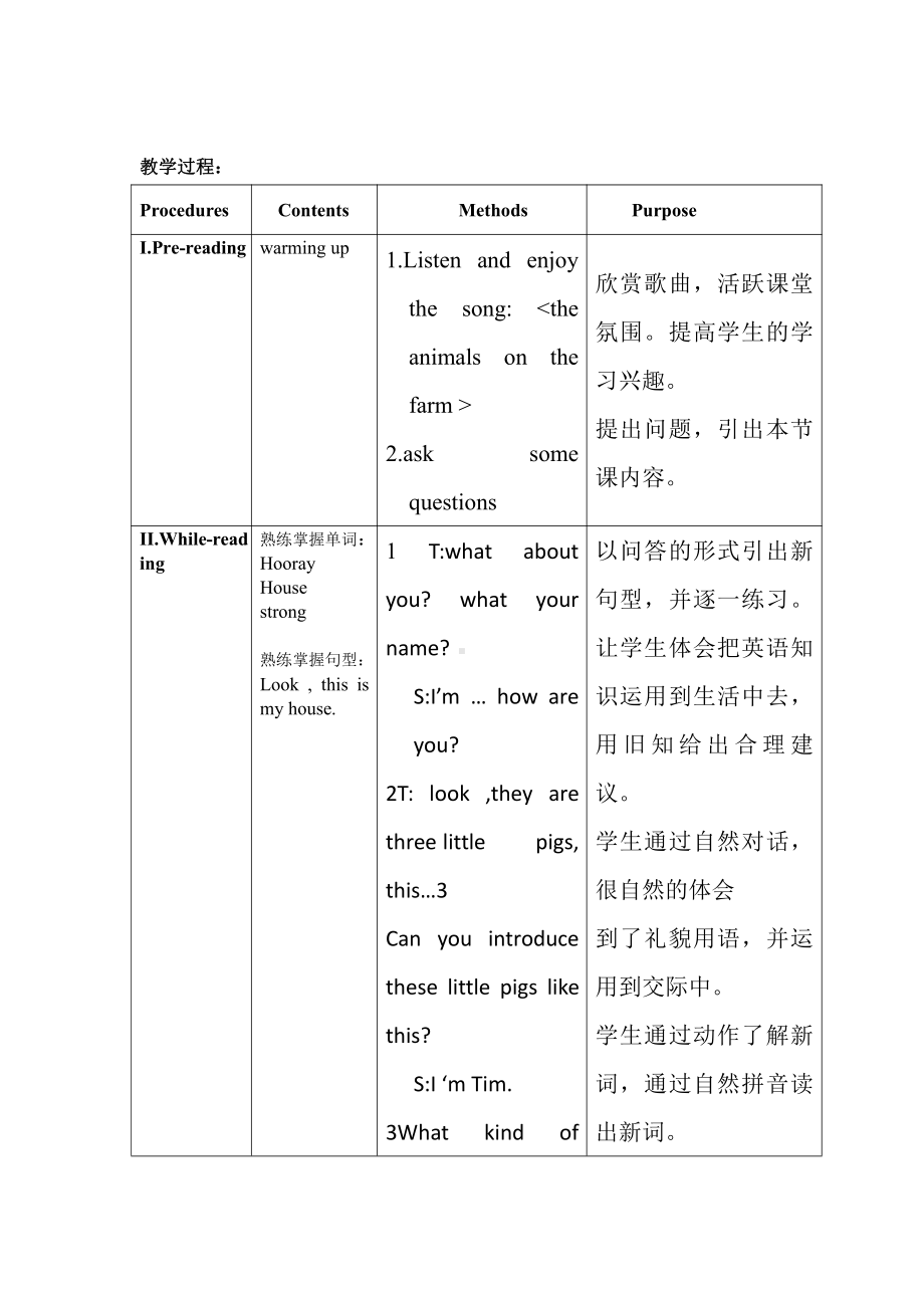 沪教版三下-Module 4 Things we enjoy-12 Three little pigs-教案、教学设计-公开课-(配套课件编号：f154b).doc_第2页