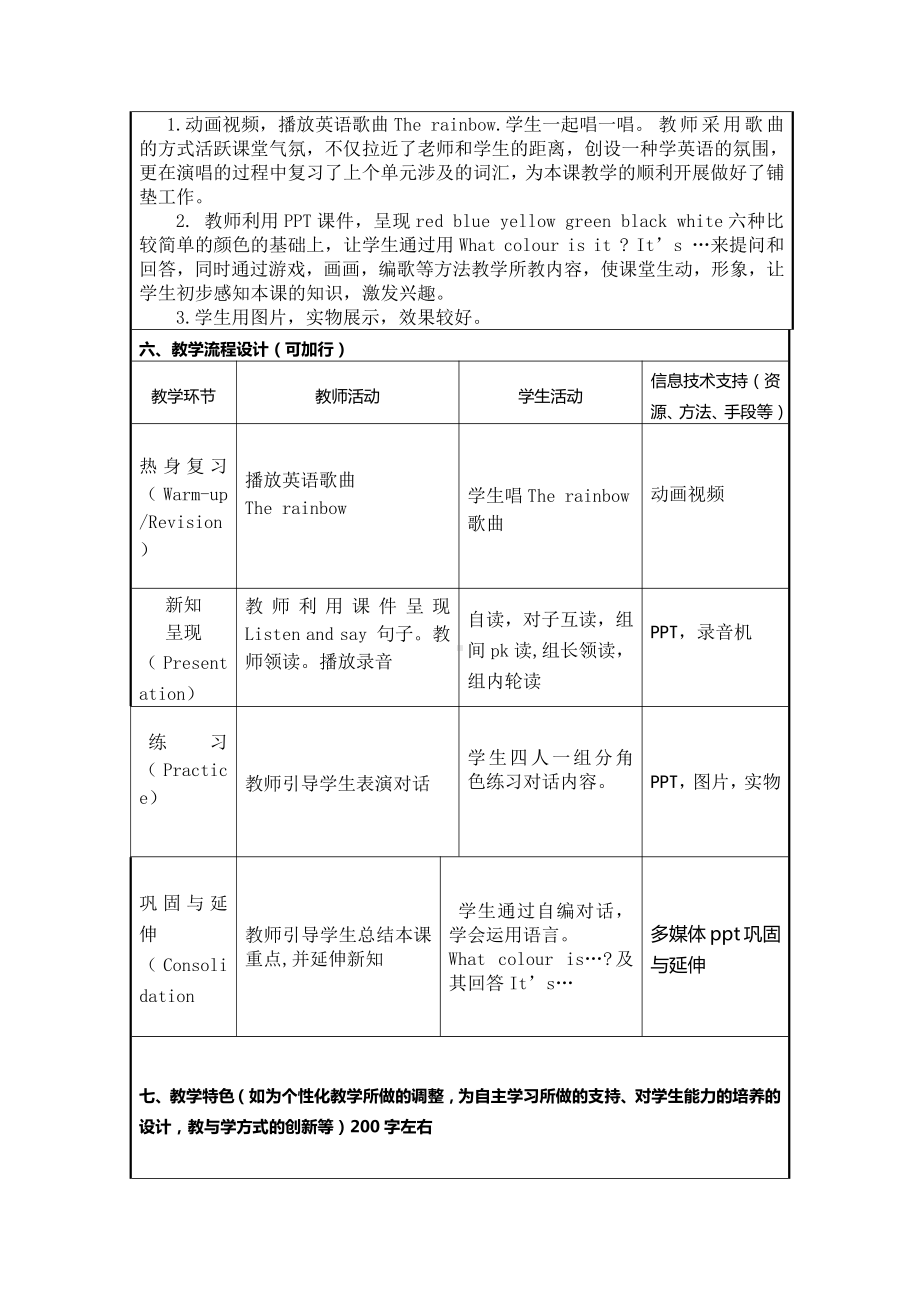 沪教版三下-Module 1 Using my five senses-1 Colours-教案、教学设计-公开课-(配套课件编号：60a95).doc_第2页