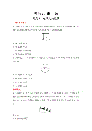 2022届新高考物理一轮复习练习：专题九　电　场（含解析）.doc