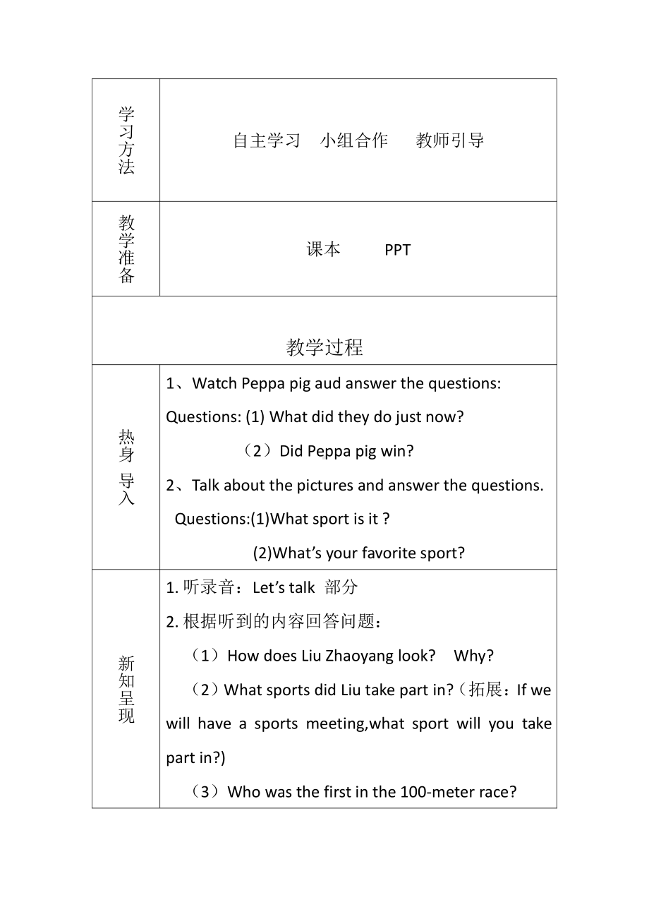 陕旅版六年级下册英语Unit 4 At the Sports Meeting-Part A-教案、教学设计-公开课-(配套课件编号：80cda).docx_第2页