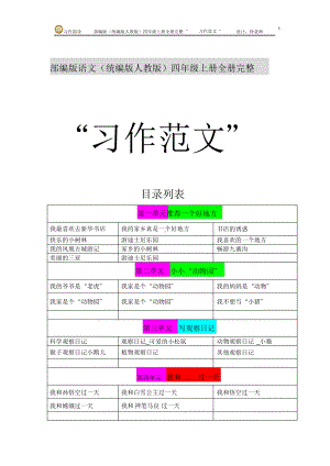 2021最新 部编版(统编人教版)语文四年级上册全册完整“习作范文” PPT.pptx