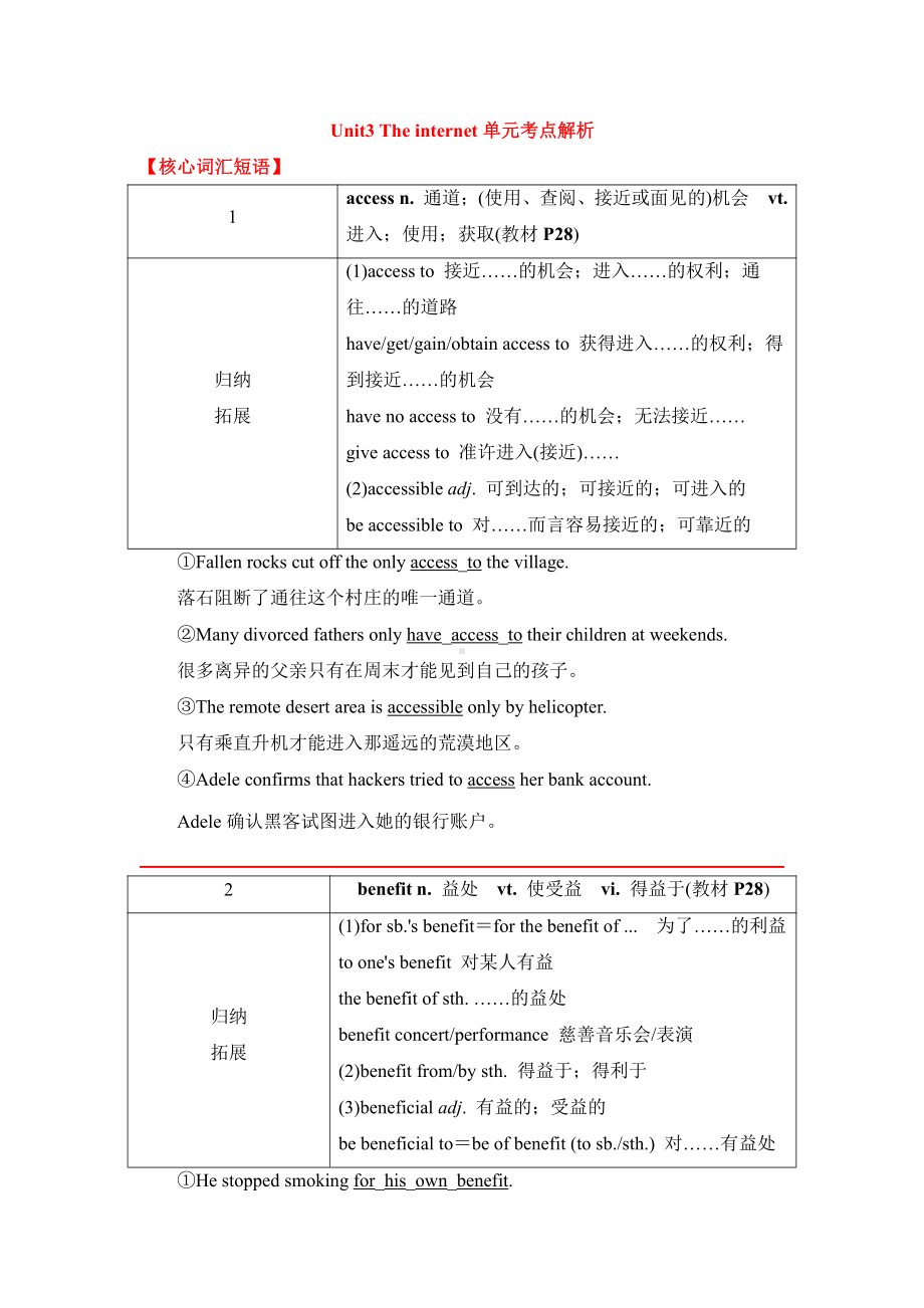 （新教材）人教版（2019）高中英语必修第二册Unit3 The internet单元考点解析学案.doc_第1页