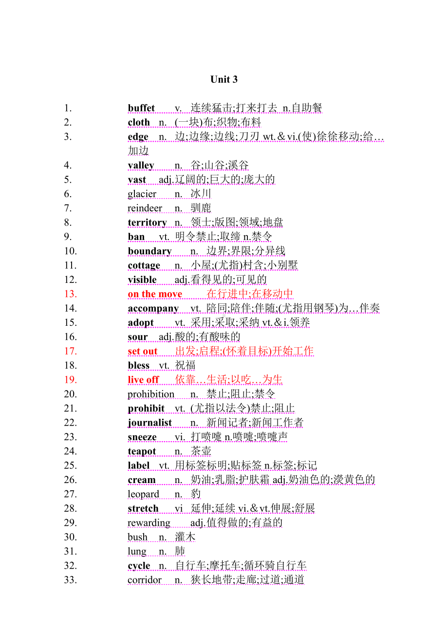 （新教材）人教版（2019）高中英语选择性必修第一册Unit 3单词表（打印版）.docx_第1页