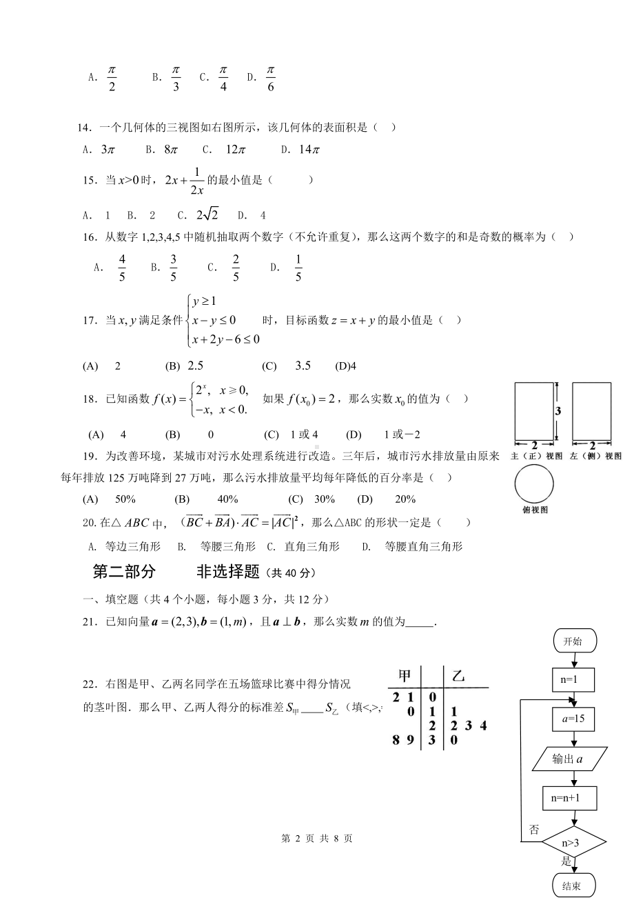 （真题）2012年北京市春季高中会考数学试卷.doc_第2页