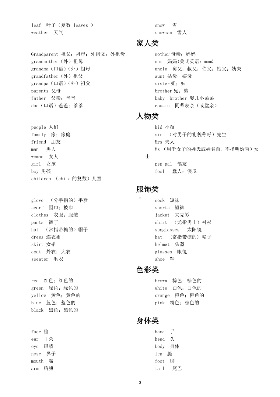 小学英语《词汇》分类汇总（直接打印每生一份熟记）.doc_第3页