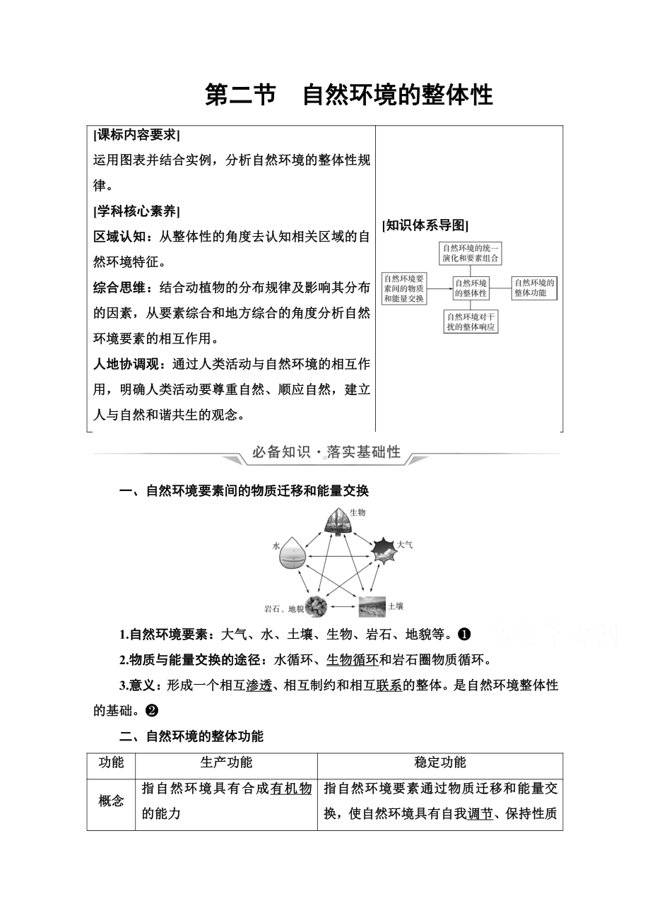 （新教材）2022年新高考地理人教版一轮复习教学案：第5章 第2节　自然环境的整体性（含解析）.doc_第1页