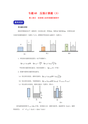 上海市中考物理（真题+模拟题）压轴题专题：05压强计算题（3）第三部分柱体浸入柱形容器的液体中 （学生版+解析版）.docx