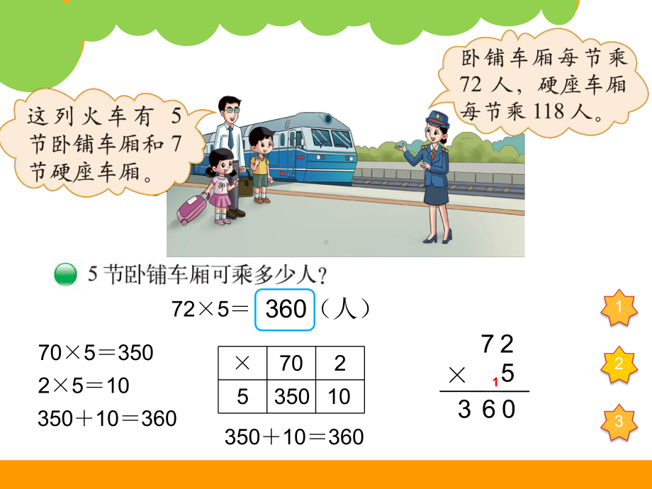 北师大版数学三年级上册-07六 乘法-033 乘火车-课件01.ppt_第3页