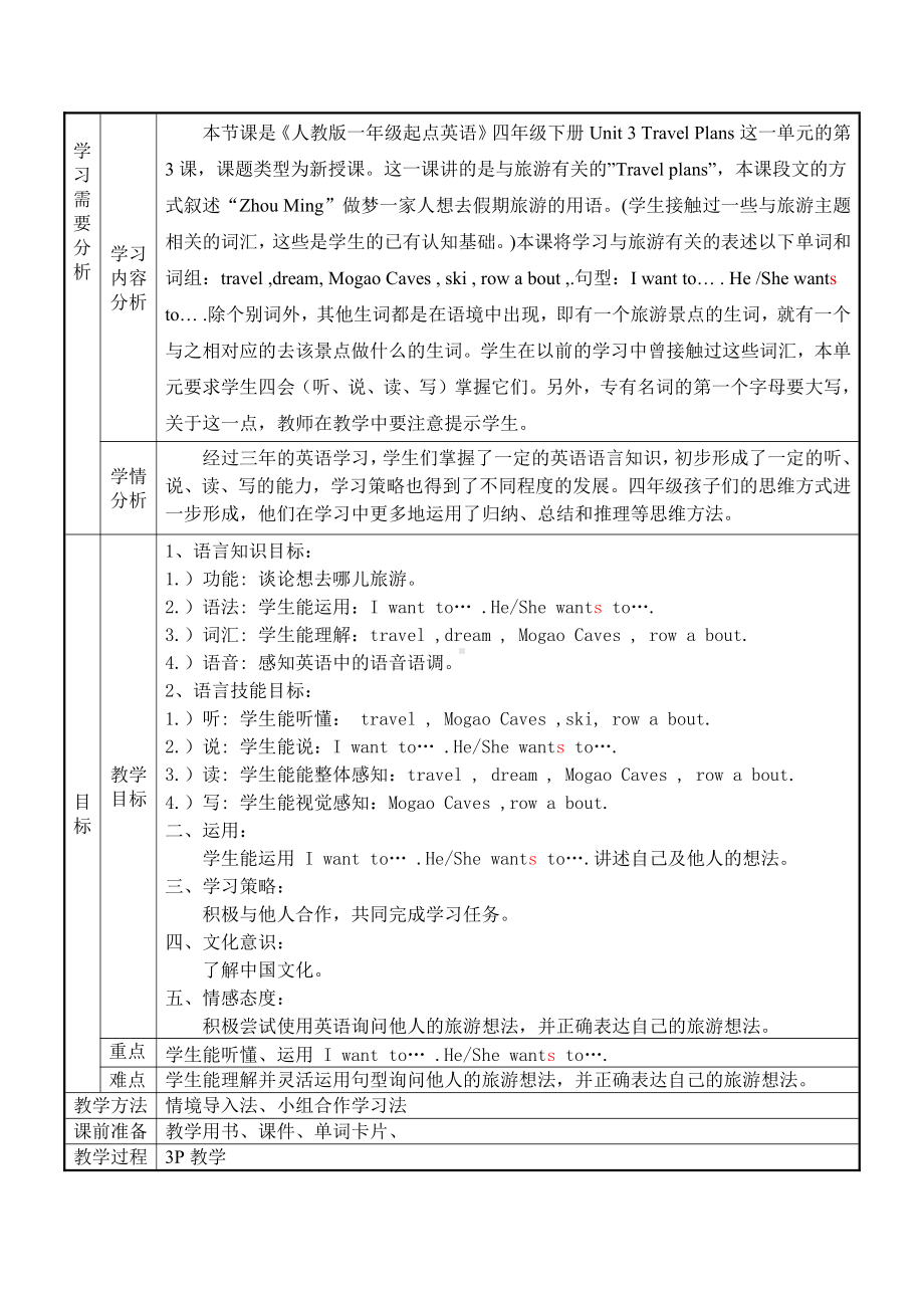 人教版（新起点）四年级下册Unit 3 Travel Plans-Lesson 3-教案、教学设计-市级优课-(配套课件编号：c019b).doc_第2页