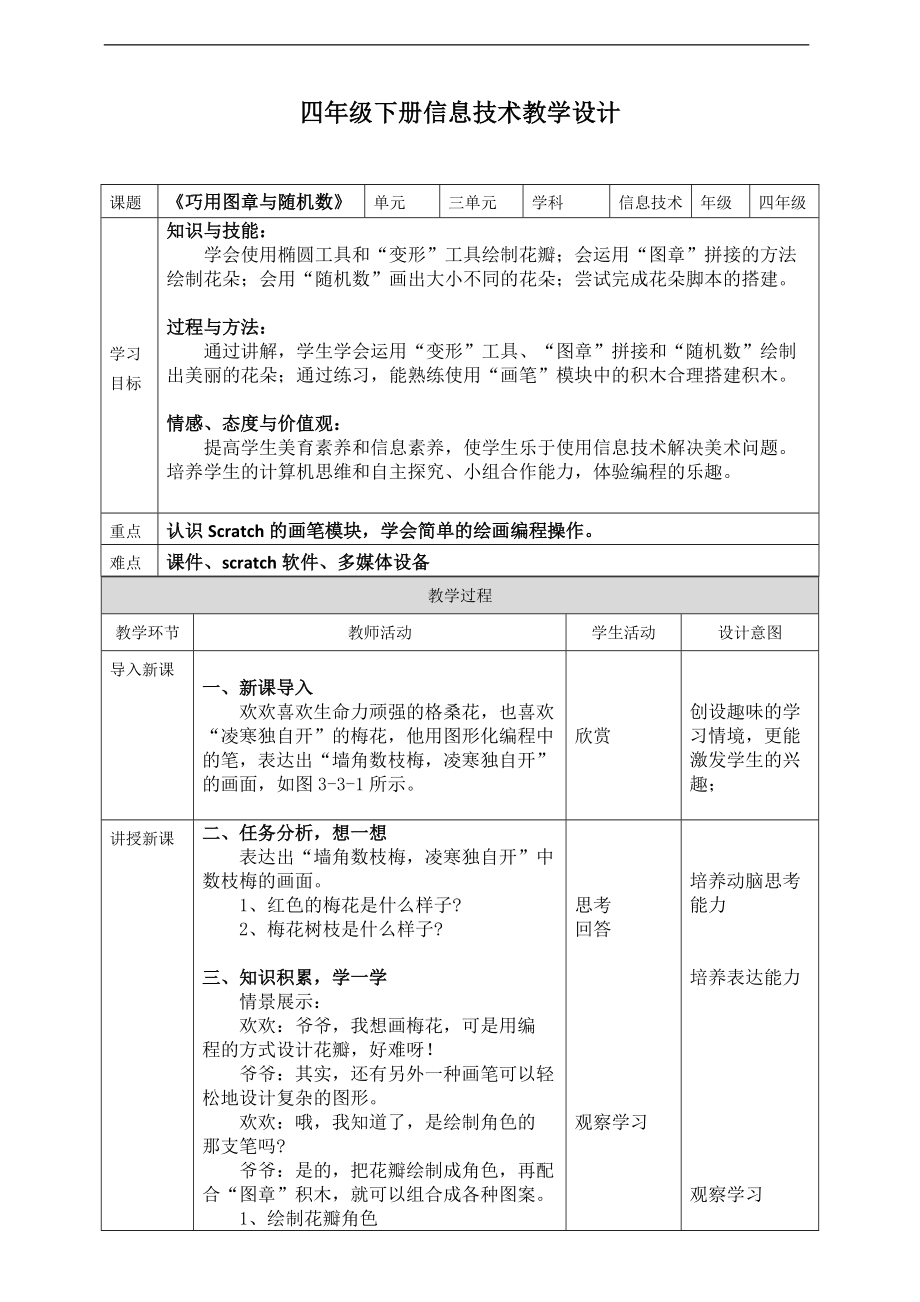 2021新川教版四年级下册信息技术 第三单元第三节《巧用图章与随机数》ppt课件（含教案）.zip