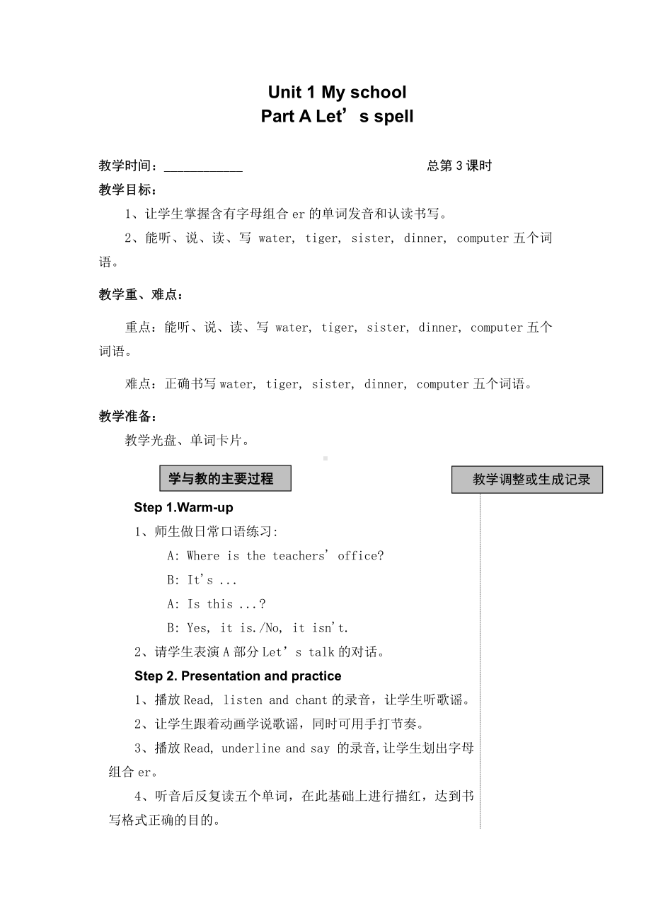 人教版（新起点）四年级下册Unit 1 My neighbourhood-Let's Spell-教案、教学设计--(配套课件编号：0005c).docx_第1页