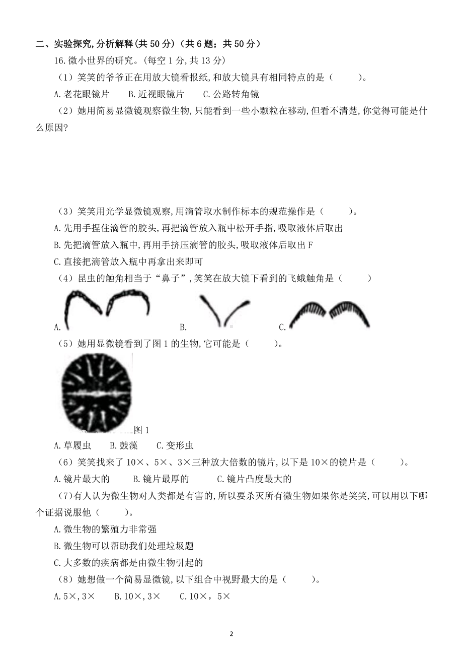 小学科学小升初全真模拟检测卷3（附答案）.docx_第2页