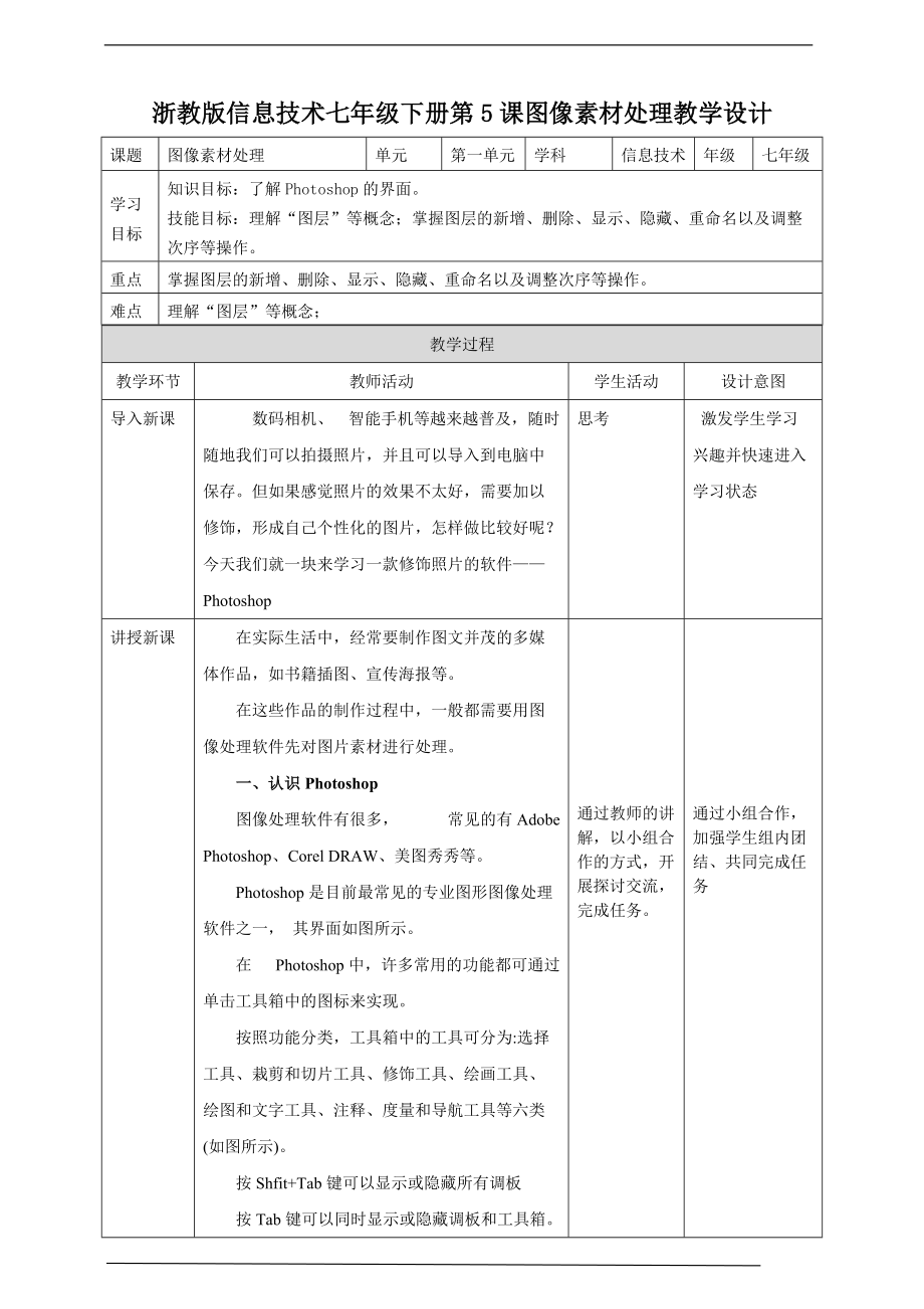 （精）2021新浙教版七年级下册《信息技术》第一单元第5课图像素材处理 ppt课件（含教案+素材）.zip