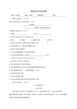 人教（部）统编版五年级下册语文试题-古诗文与文言文阅读 （含答案）.doc