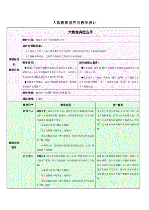 （2021）新浙教版 高中信息技术 必修1 数据与计算 4.3 大数据典型应用 教学设计.docx