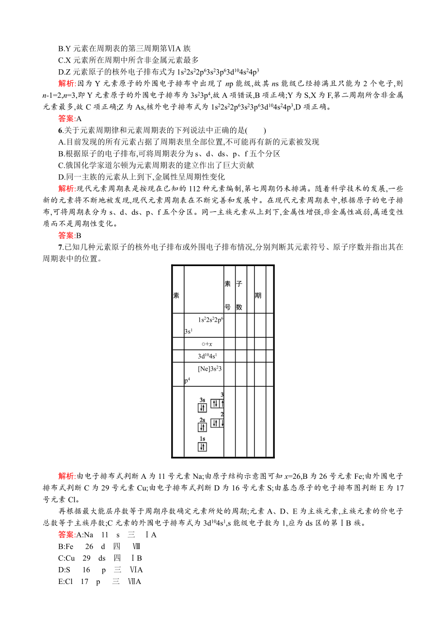 2019-2020学年高二人教版化学选修三练习：1.2.1 原子结构与元素周期表 Word版含答案(www.xue-ba.org学霸网).doc_第2页