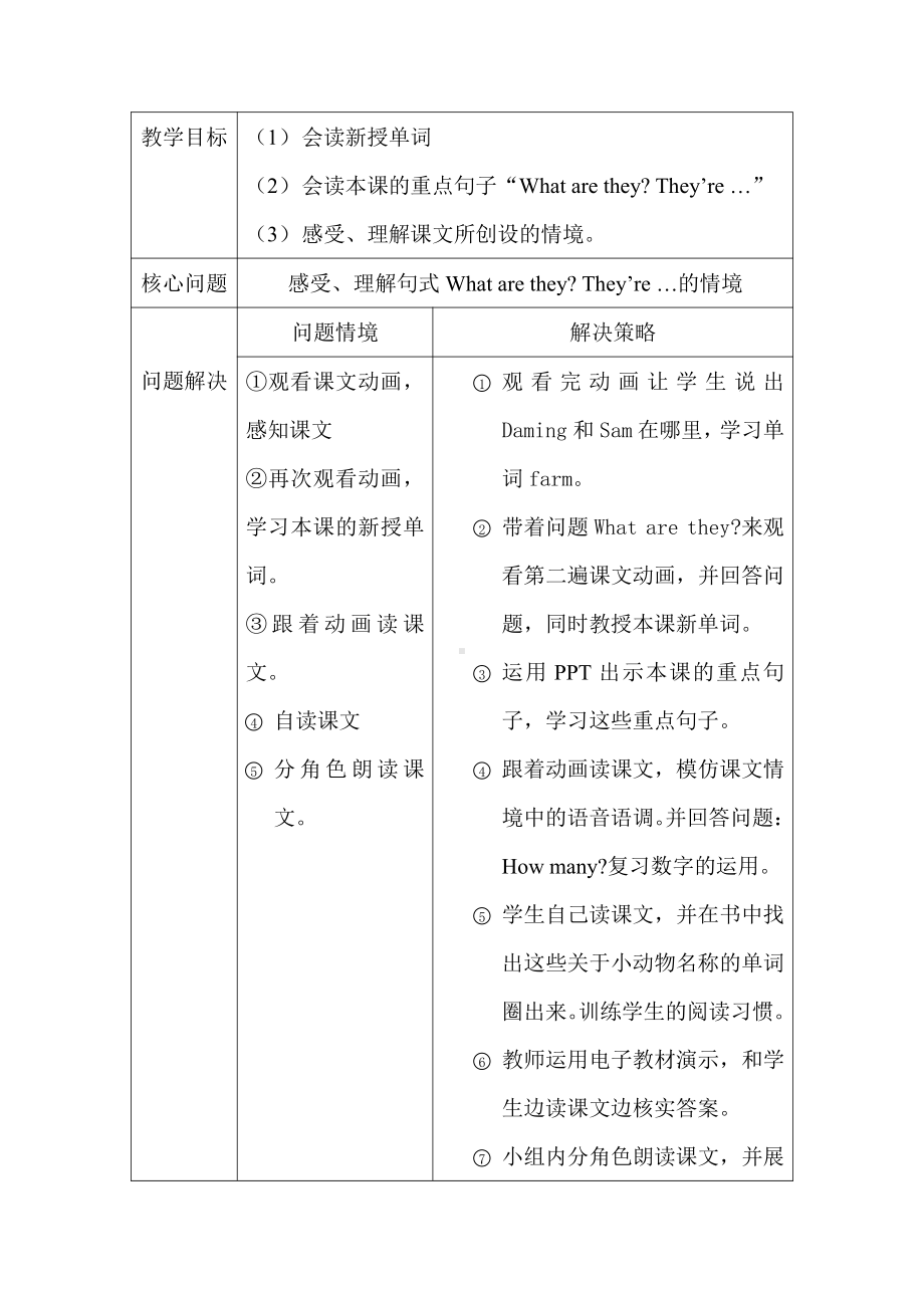 外研版（一起）一年级下册Module 5-Unit 1 They're cows.-教案、教学设计-公开课-(配套课件编号：b04ac).doc_第2页