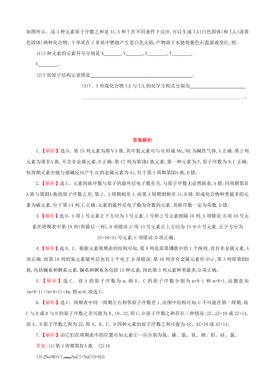 （课时讲练通）高中化学 1.1.1元素周期表课时提升卷 新人教版必修2.doc_第3页