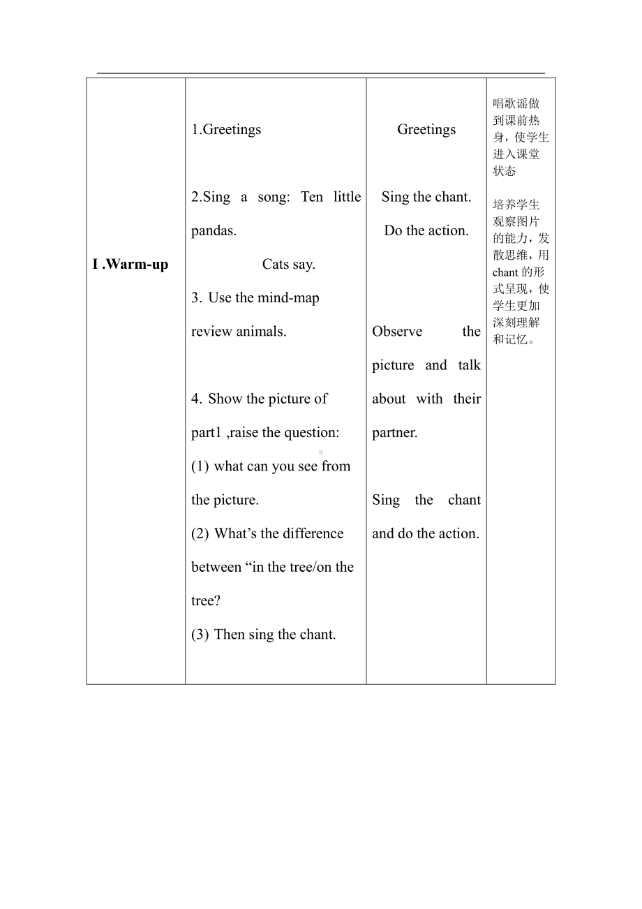 外研版（一起）一年级下册Module 7-Unit 1 There is a cat in the tree.-教案、教学设计--(配套课件编号：808ec).doc_第3页