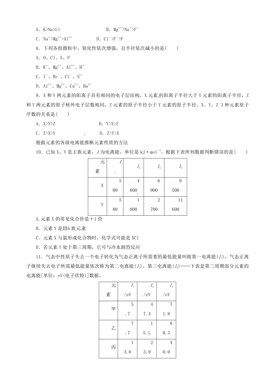 高中化学选修3同步练习 1.2 原子结构与元素的性质 （人教版选修3）.doc_第2页