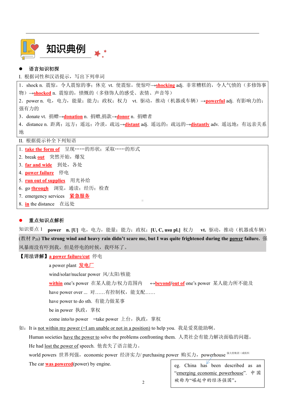 （2021新牛津译林版）高中英语必修三Unit 2 Natural disasters 讲义(下）.docx_第2页