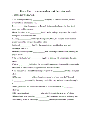 （2021新牛津译林版）高中英语必修三Unit 4 Period Two Grammar and usage & Integrated skills 课时作业（含答案）.docx