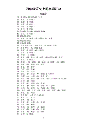 小学语文部编版四年级上册《形近字同音字近义词反义词》汇总（直接打印每生一份资料学习）.docx