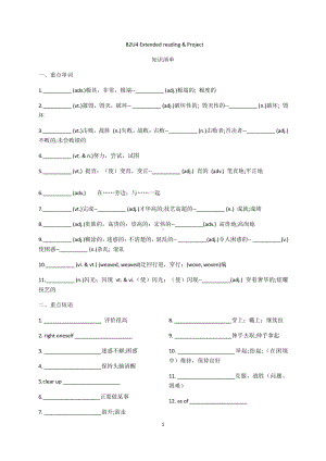 （2021新牛津译林版）高中英语必修二Unit 4 Extended reading & Project 重点单词短语句型填空+同步过关练习 （含答案）.docx