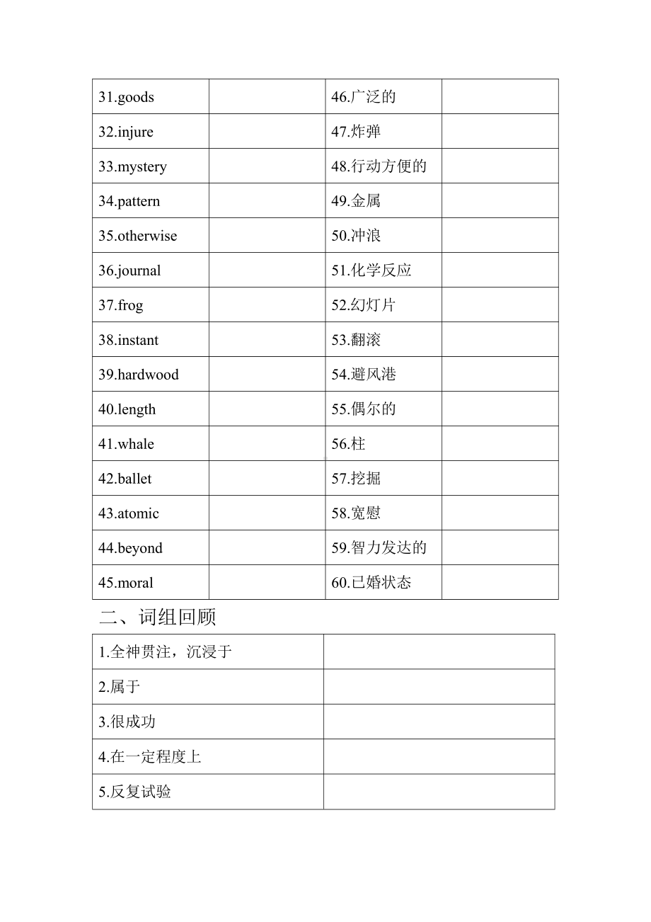 （2021新牛津译林版）高中英语必修三 Unit 1-Unit4单词词组特训（含答案）.docx_第2页